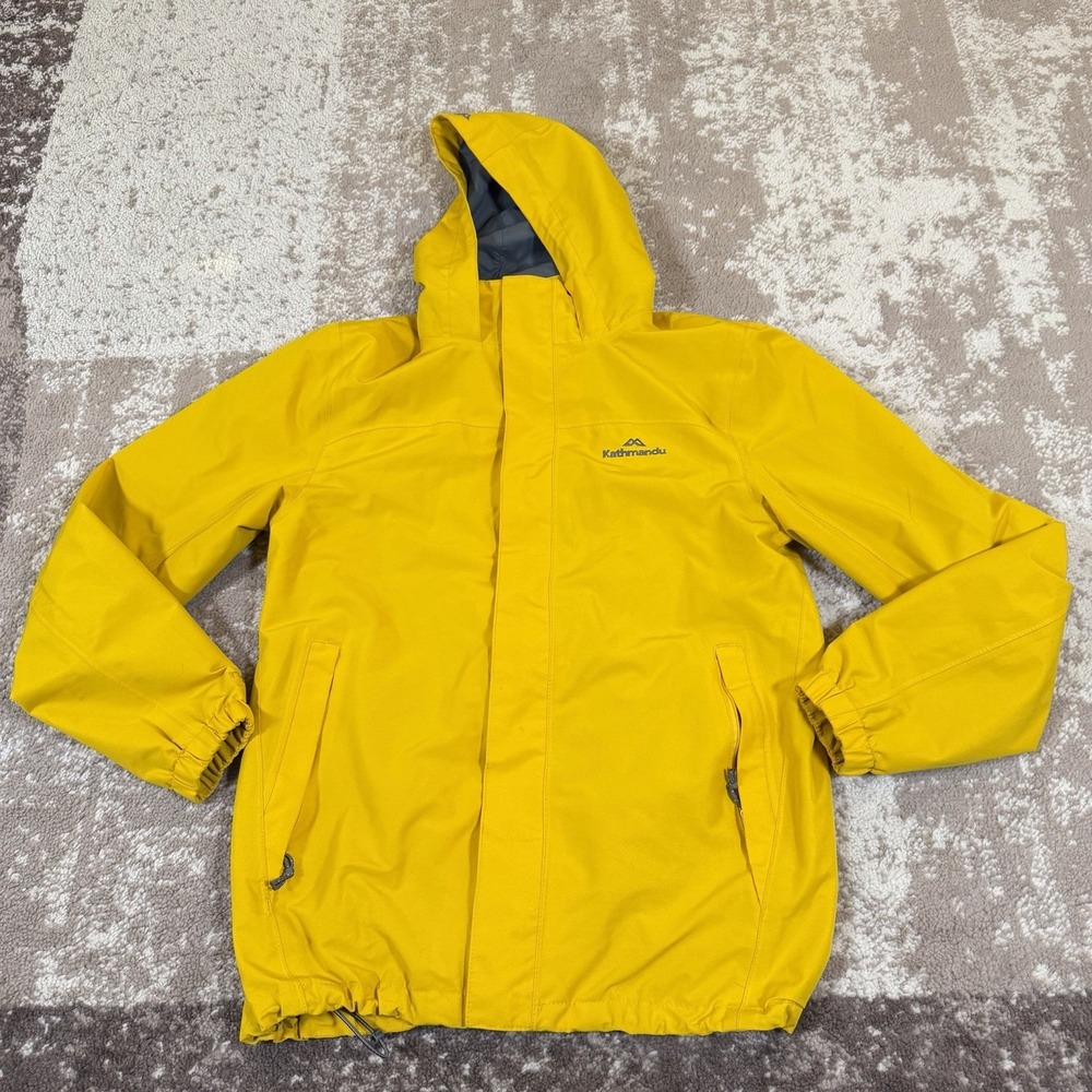 Kathmandu Windbreaker Jacket NGX2 Mens Yellow Small Hooded Zip Water Wind Proof